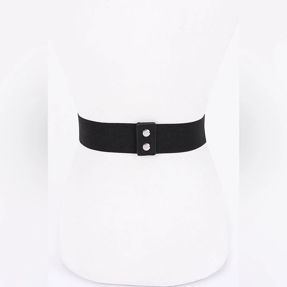 Metallic Rhinestone Bow Tie Elastic Corset Statement Belt